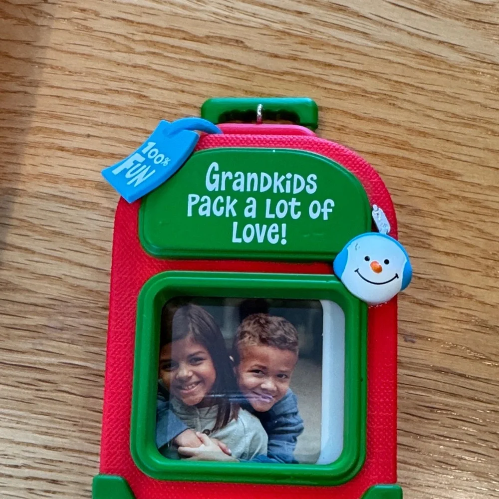 Hallmark Keepsake Traveling Grandparents Christmas Suitcase Photo Ornament 2015
